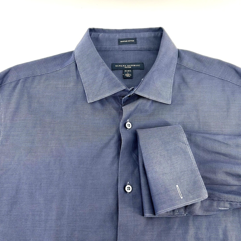 Banana Republic Fitted Mens L Dark Gray Egyptian Cotton French Cuff Dress Shirt